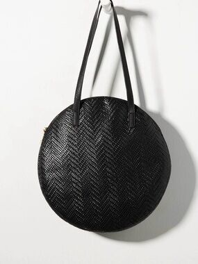 Anthropologie Woven Circle Tote Bag- vegan leather
